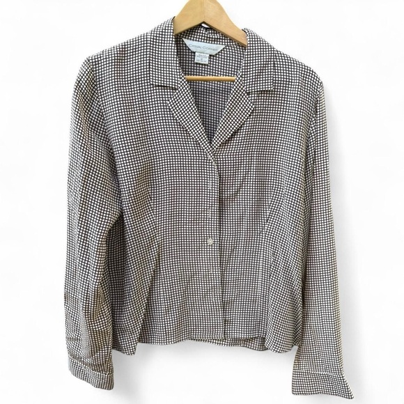Casual Corner Brown and White Silk blouse - Picture 1 of 4